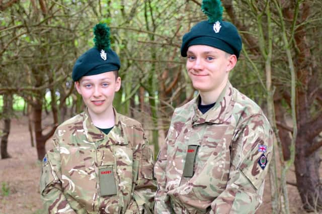 Ready to tackle whatever Camp may throw at them are 14-year-old Cadets Aaron Doherty and Calum Aiken, members of the busy Drumahoe Detachment ACF.