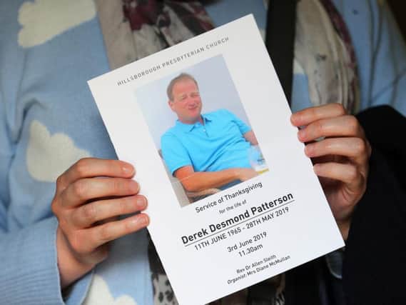 The funeral of NI restaurateur Derek Patterson took place in Hillsborough this morning. Pics: Pacemaker Press