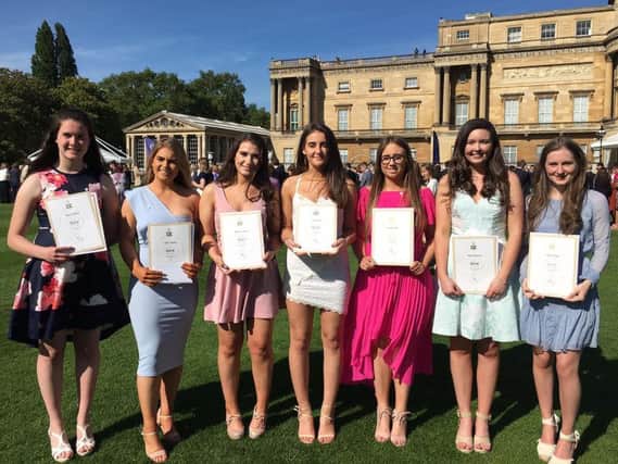 From left to right: Karen Pollock, Claire Waring, Rebecca Henry, Emma Boyd, Caitlin Parks, Phebe Redmond and Anna Tinsley. Sarah Dunn, who also received her award, is missing from the photograph
