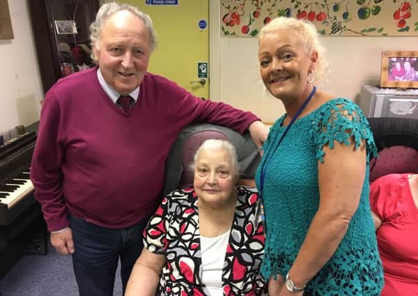 Anna House Day Centre manager Gillian Thompson (right) with service users Anne Gowdy, 85, and Tommy Larmour, 75