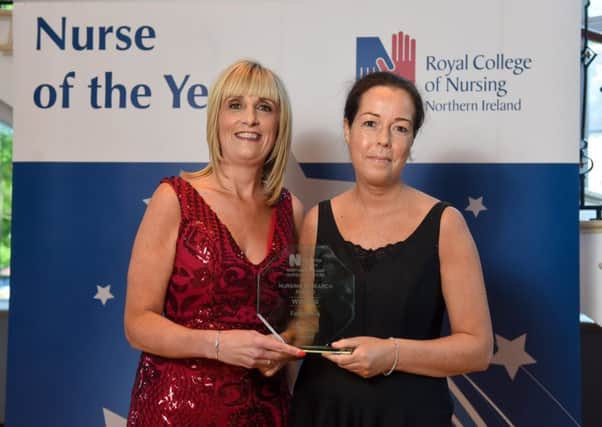 Sonja McIlfatrick, Ulster University and Esther Beck who won the Nursing Research Award.