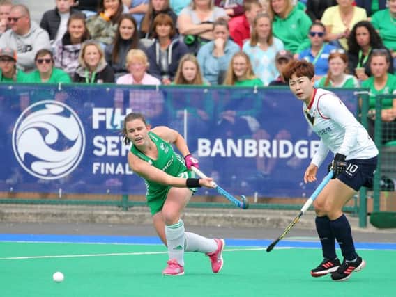 Ireland's Lizzie Colvin on the attack against Korea