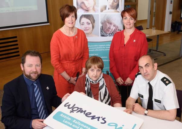 The Commissioner for Older People for Northern Ireland - Eddie Lynch, Womens Aid ABCLN Ambassador Cllr Noreen McClelland, Womens Aid ABCLN CEO Rosemary Magill, MLA Pam Cameron, PSNI Chief Superintendent Simon Walls.