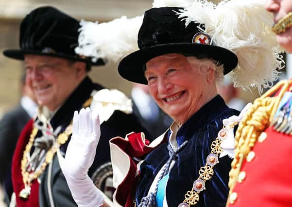 Dame Mary Peters attending the Order of the Garter ceremony at Windsor Castle