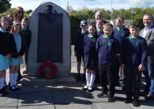 Fund trustees with the pupils at the Steele Memorial prior to the school visit to the Somme Centre.