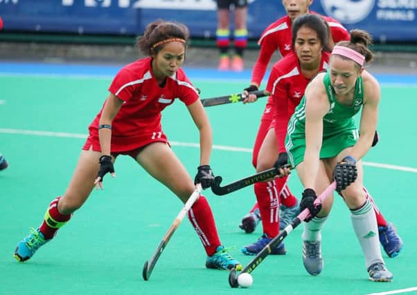 Bethany Barr in action for Ireland against Singapore during the FIH Series Finals
