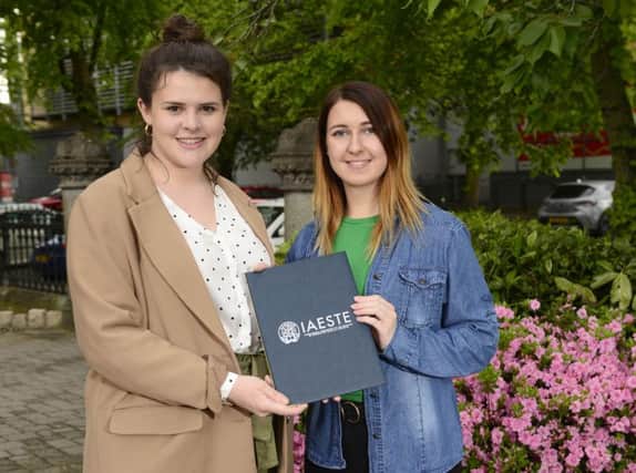 Sian Clifford, IAESTE, assistant project manager, British Council Northern Ireland, with Larne student Beth Montgomery (right), who has secured a placement with Kumasi Centre for Collaborative Research (KCCR) in Ghana.