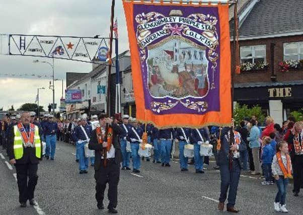 Members of Glengormley Purple Star Temperance LOL No 1551 on parade during a previous mini Twelfth in Glengormley.