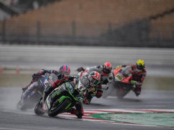 Jonathan Rea won Saturday's rain-hit opening World Superbike race at Misano in Italy.