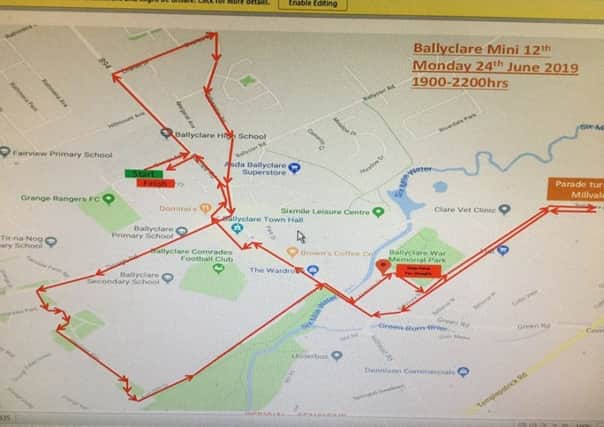The route of Ballyclare Mini Twelfth.