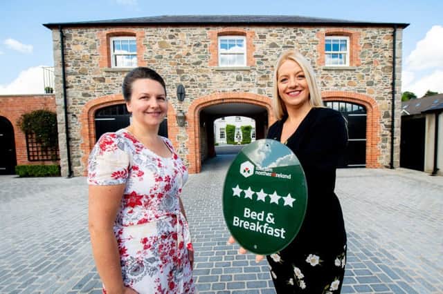 The Coach House Boutique B&B has been awarded five stars by Tourism NI under its Accommodation Grading Scheme. Pictured at the grading announcement from L to R, Sharon Tinsley of Coach House Boutique B&B with Deborah Avery, Tourism NI