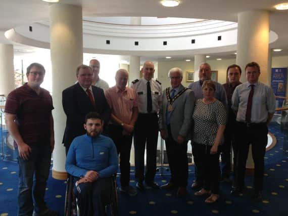 Members of Lisburn and Castlereagh City Council with PSNI District Commander, Superintendent David Beck, at the Island Civic Centre.