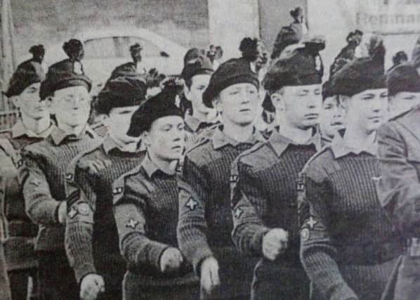 Members of the Army Cadet Force on the mark at the Force's anniversary parade in Ballyclare. 1989.