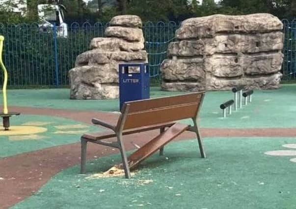 The council was alerted to a report of vandalism at Six Mile Water Play Park on Wednesday, July 3. Contributed pic.