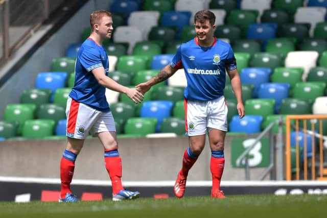 Shayne Lavery gave Linfield the lead inside two minutes.
Photo Colm Lenaghan/ Pacemaker Press