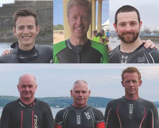Councillor Pete Johnston, Mark Loughridge, Bobbie Philips, Anthony Bannon, Michael Nugent and David McConnell are taking the cross-lough challenge.