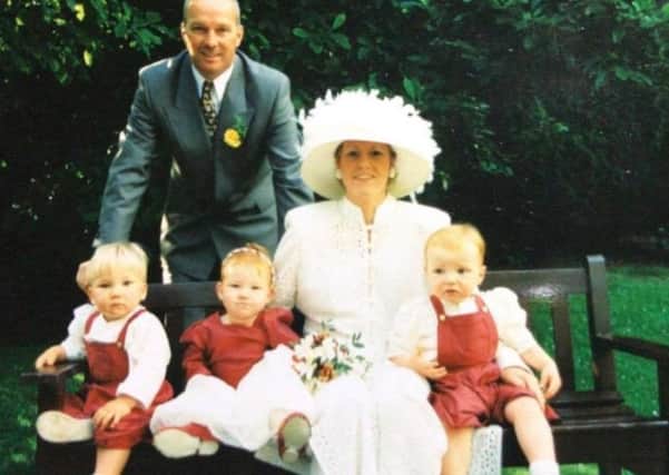Walter McVeigh with his wife Margaret and triplets Blake, Megan and Ryan