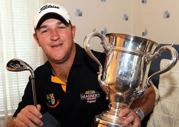 Wayne Telford back in 2009 celebrating his North of Ireland Amateur Open Championship triumph.