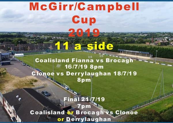 A flyer for the McGirr/Campbell cup, two IRA men killed by the SAS in 1983. Take from Coalisland Fianna Facebook.