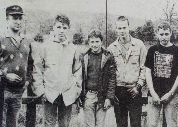 Competitors and organisers who attended the annual Clay Pigeon Shoot organised by Craigs Church, Cullybackey. Thomas Carleton, David Sherwin, Joel Johntson, Richard Dowds, Richard Carson, and Sam McQuillan. 1989