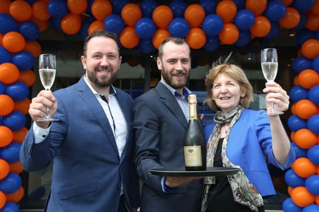 Stephen Redden General Manager; Emmett McErlane, Operations Manager; Patricia Campbell, IHGR Director New Hotel Openings Europe, at the opening of the new Holiday Inn in Londonderry.