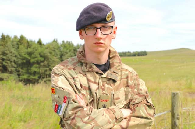 Ready for adventure: 16-year-old Cadet Sergeant Aaron Greer from Ballycarry, a member of the Whitehead Detachment ACF.