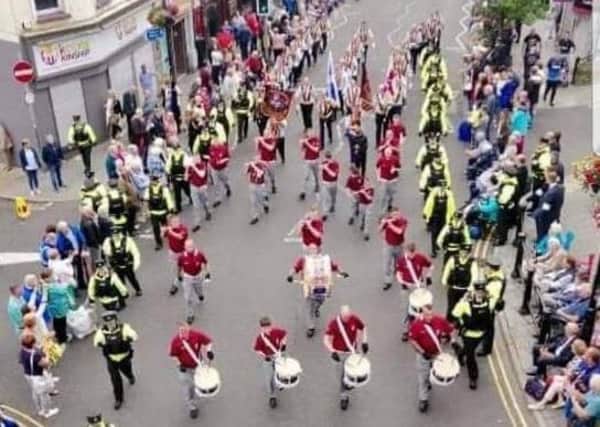Clyde Valley Flute Band taking part in the Apprentice Boys parade.