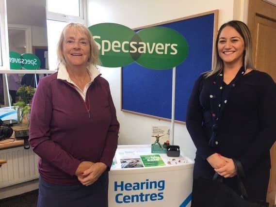 Royal Portrush Lady Captain, Liz McCartney with Specsavers trainee Hearing Aid Dispenser, Michaela Esler