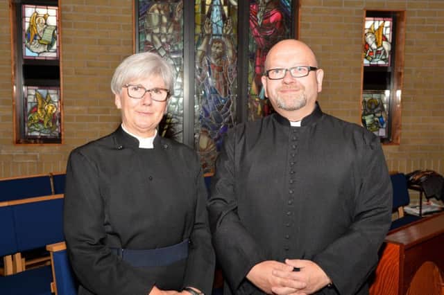 The Reverend Marie Walshe delivered the sermon at the Institution of the Reverend Nigel David Joseph Kirkpatrick for the Parish of Kilroot and Templecorran at St Colman`s Church of Ireland, Carrickfergus. INCT 33-002-PSB
