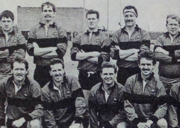 Carrickfergus Rugby Club's team before their match against the West of Scotland, 1989