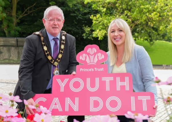 Mayor of Antrim and Newtownabbey, Alderman John Smyth is joined by Ruth Cooper, Senior Head of Partnerships at The Prince's Trust to Launch the Prince's Trust Development Awards