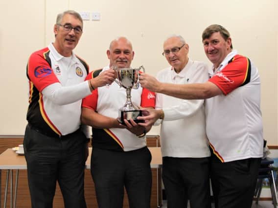 Dick McClune, John Gilliland, Derek Henderson and David Millar who won the Lurgan 400 Anniversary Perpetual Trophy
