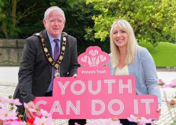 Mayor of Antrim and Newtownabbey, Alderman John Smyth is joined by Ruth Cooper, Senior Head of Partnerships at The Prince's Trust to Launch the Prince's Trust Development Awards