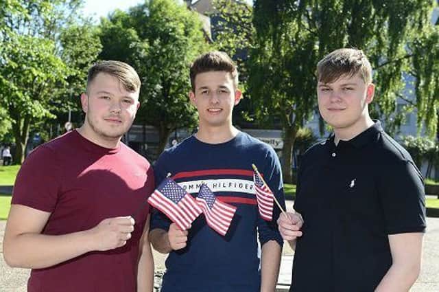 Matthew Sterritt (right) from Newtownabbey who has been selected to travel to America as part of the British Councils prestigious Study USA programme along with along with fellow Northern Regional College students Tyson McKeown, Adam Pidgeon from Mid & East Antrim  (pictured)
