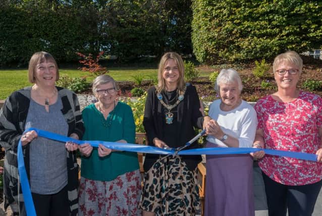 Pictured are Geraldine Gilpin, chief executive, Abbeyfield & Wesley Housing Association, Ellen McIlwaine, Lord Mayor, Cllr Mealla Campbell, Winnie Carson and Barbara Kelso, garden designer