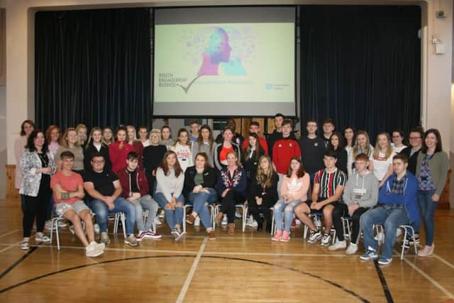 Debbie McCague from Youth Engagement Service, Banbridge (seated centre) pictured with SRC Banbridge students taking part in the Project Based Learning and SRC Lecturers Kathryn Moore, Catherine McKenna and Karen McClean
