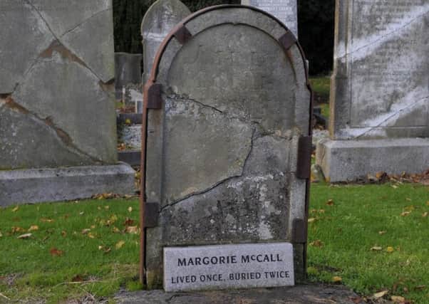 The grave of Margorie McCall in Shankill Graveyard. INLM44-136gc