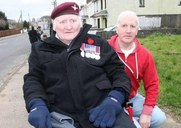 Sandy McLernon, pictured with Uel Thompson  at the  Submariners parade in Dervock.INBM10-14 116F.