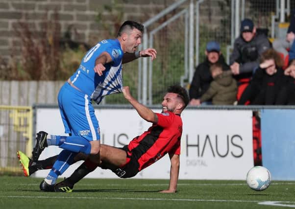 Action from Coleraine's weekend win over Crusaders. Pic by Pacemaker.