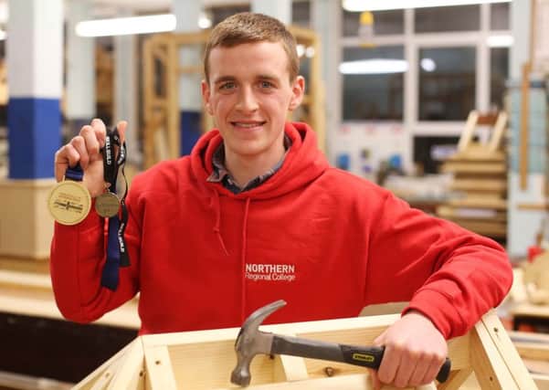 Samuel Gilmore with the medals he won at WorldSkills UK Live 2018. It has been a successful 12 months for the NRC Coleraine apprentice