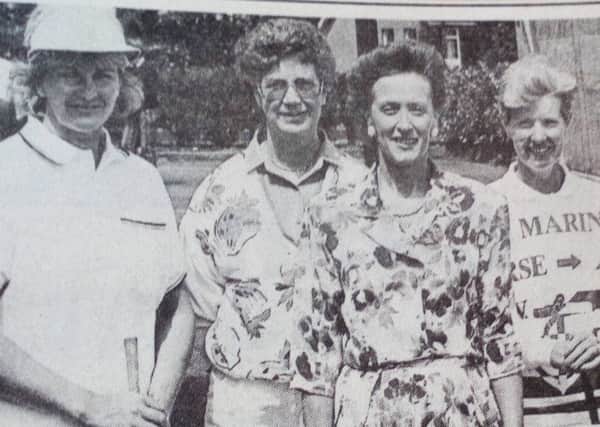 Paddy Fox (third from left), Lady Captain of Ballymena Golf Club, with some of her guests on Lady Captains Day. Included are - Ann McGuckin, Margaret Scott, Alwyn Kinnen, V. McQuillan and Rene Beggs.
1989