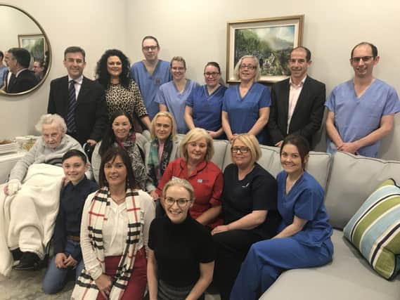 Belinda and son Leo alongside Claudia and their great-aunt Vera McGahon were delighted to show the staff of Craigavon Area Hospitals Intensive Care Unit (ICU) the new look Family Consultation Room