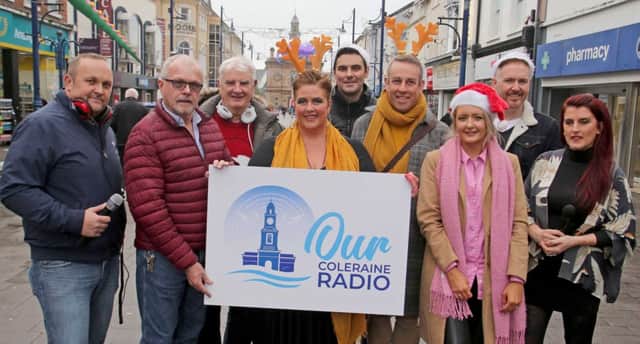 Some of the Coleraine Christmas Radio team pictured in Coleraine town centre. The towns new, local radio station will be on air  late November