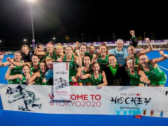 The triumphant Ireland Ladies squad after their win in Dublin.