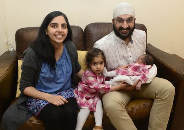 Monty Panesar visiting his sister Charanjit Matharu, and nieces Jeet and new baby Matharu.
 Picture by Arthur Allison/ Pacemaker.