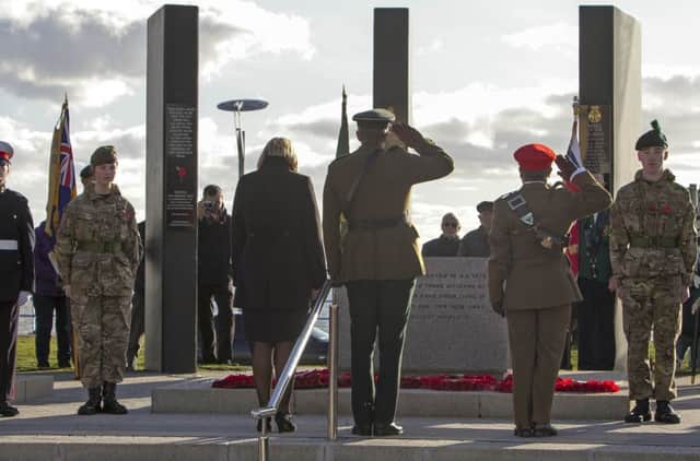 A poignant moment from Sunday's commemoration at Carrickfergus war memorial.