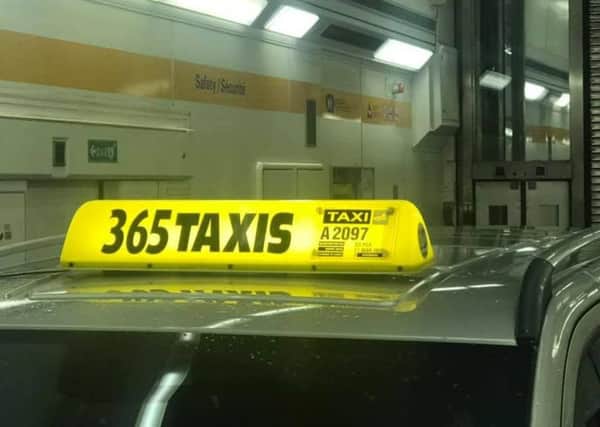 The taxi pictured on the Euro Tunnel.