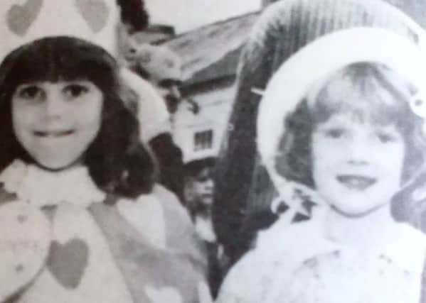 Tina Hastings, Rebecca Boyd and Kathryn Boyd ready to compete in Glenarm Festival's fancy dress. 1992
