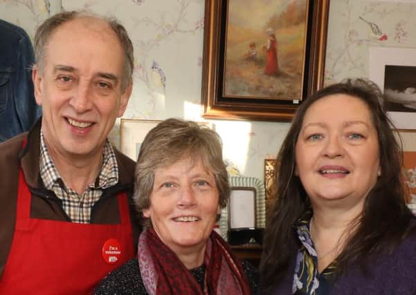 Oonagh and Michael Dalton of The Changing Room at 69 Main Street, Cullybackey with  Rachel McCormick (centre) who opened a Christian Aid charity shop in Garvagh . Pic_ @Press Eye/Darren Kidd