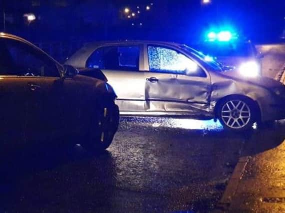 PSNI picture of two car crash in Magherafelt.
